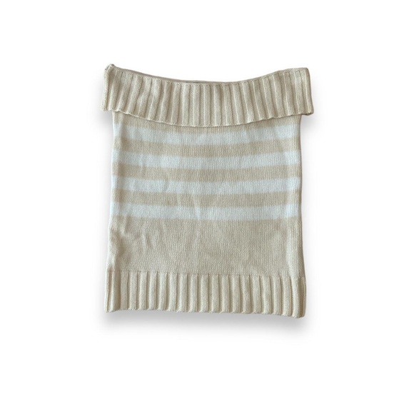 Vintage DKNY Beige Cream and White Striped Knit Strapless Tube Top - Picture 1 of 3